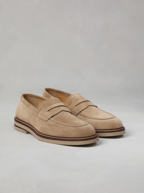 Suede penny loafers