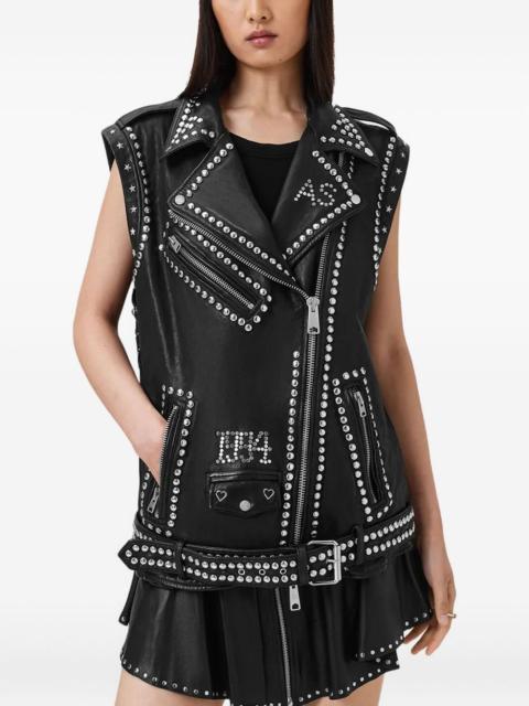 ALLSAINTS studded leather biker vest