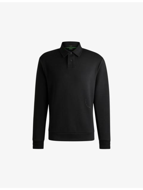 BOSS Logo-embossed relaxed-fit stretch cotton-blend polo shirt