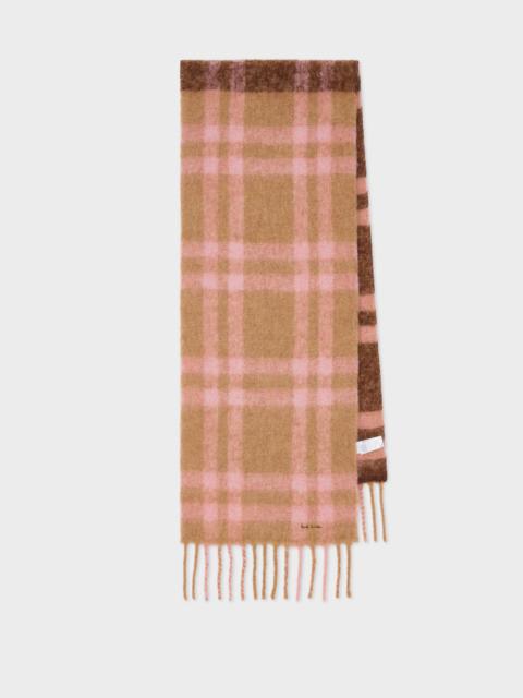 Paul Smith Women's Beige and Pink Check Scarf