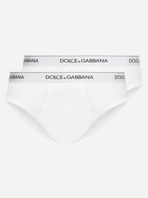 Dolce & Gabbana Bi-pack mid briefs in stretch cotton
