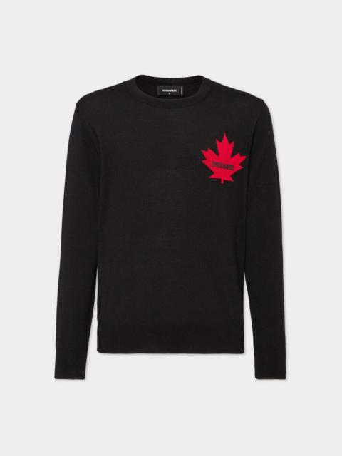 DSQUARED2 MAPLE LEAF RELAX FIT CREWNECK SWEATSHIRT | REVERSIBLE