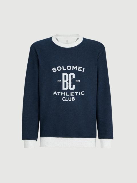 Brunello Cucinelli Cotton and linen mélange French terry sweatshirt with print