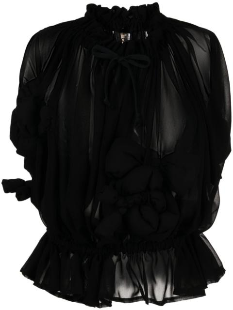 Comme Des Garçons bow-detail semi-sheer blouse