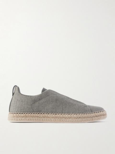 ZEGNA Triple Stitch™ Leather-Trimmed Canvas Slip-On Sneakers