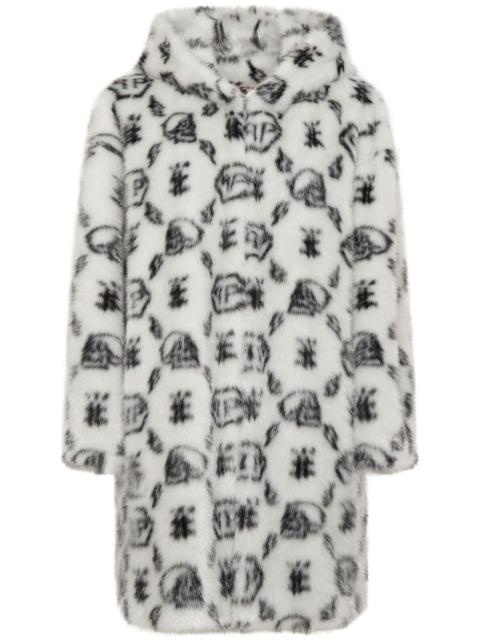 PHILIPP PLEIN logo-print faux-fur coat