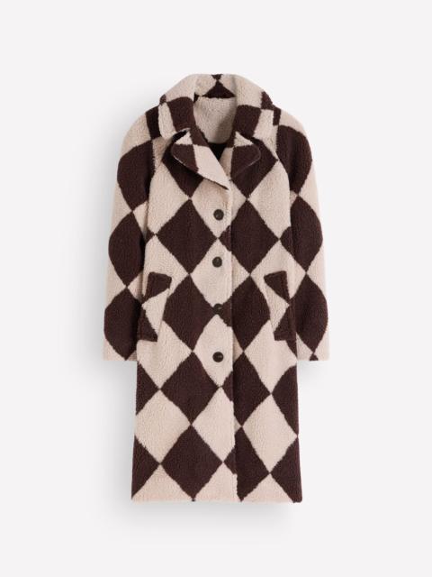 BODEN Cotswold Borg Coat-Mink & Brown Giant Borg Argyle
