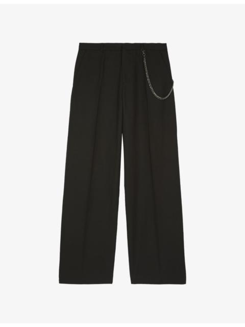 The Kooples Wide-Leg Chain-Belt Cotton-Blend Trousers
