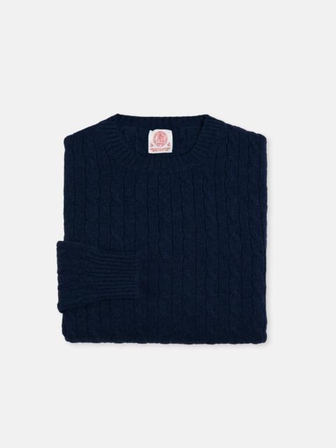 J. PRESS MADE-IN-SCOTLAND NAVY CASHMERE CABLEKNIT SWEATER