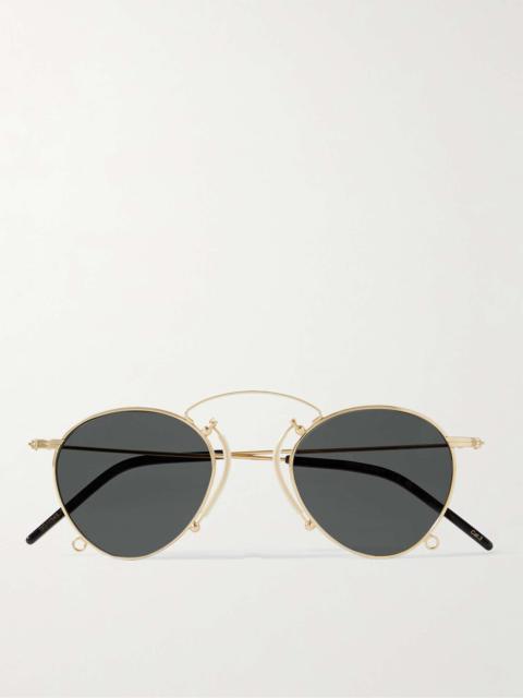 Round-Frame Gold-Tone Sunglasses with Chain