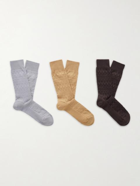 Missoni Three-Pack Crochet-Knit Cotton-Blend Socks
