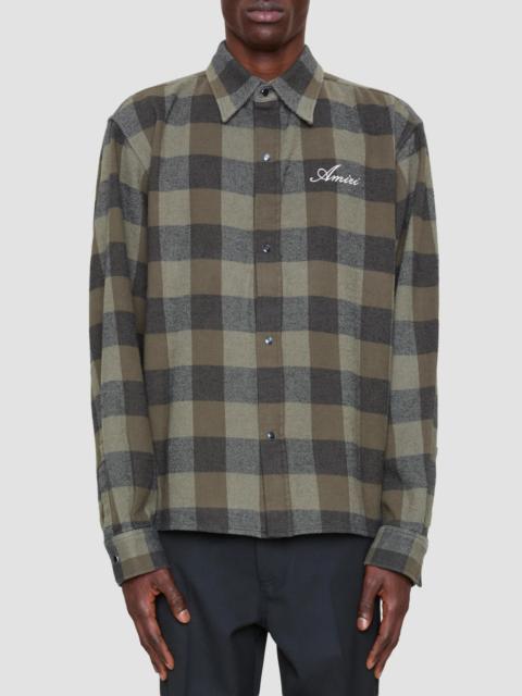 AMIRI Men's Oversized Heavy Cotton Flannel Shirt - Deep Olive