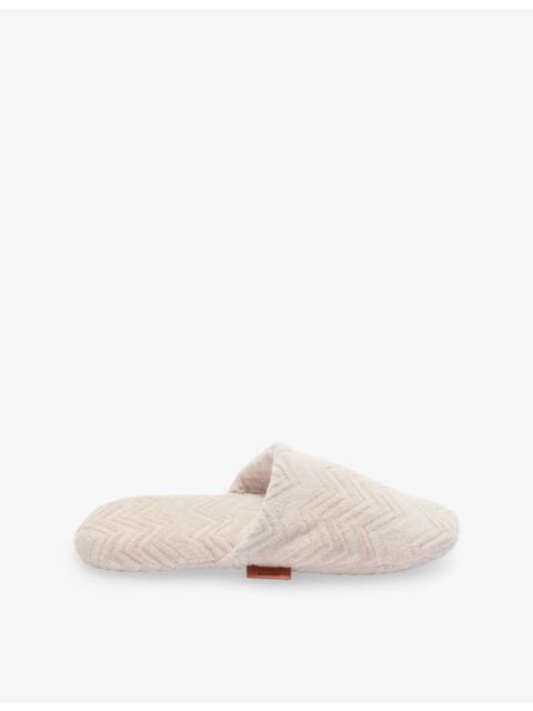 Missoni Chalk Zigzag-Pattern Cotton-Terry Slippers