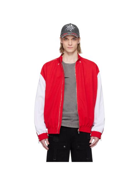 KUSIKOHC Red & White Full Zip Fleece Track Jacket
