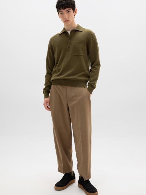 Johnstons of Elgin Cashmere Long Sleeve Green Poloshirt