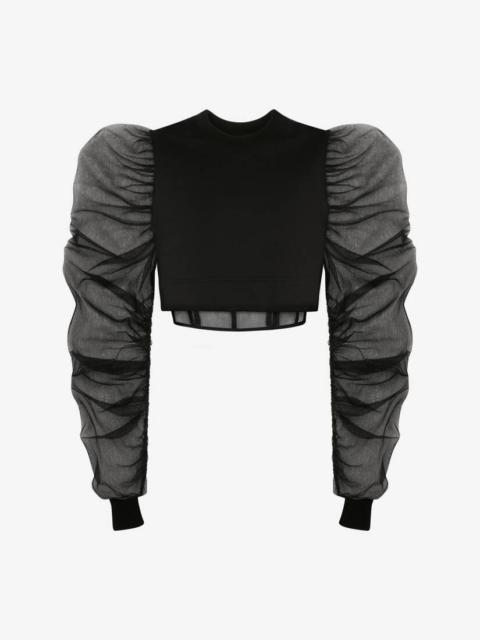 Women's Exploded Sleeves Hybrid Sweatshirt in Black