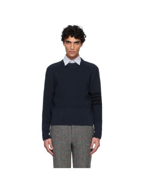 Thom Browne Navy Cotton Cardigan Stitch 4-Bar Sweater