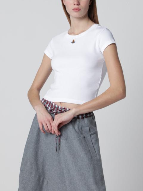 Vivienne Westwood White cropped T-shirt with Orb logo