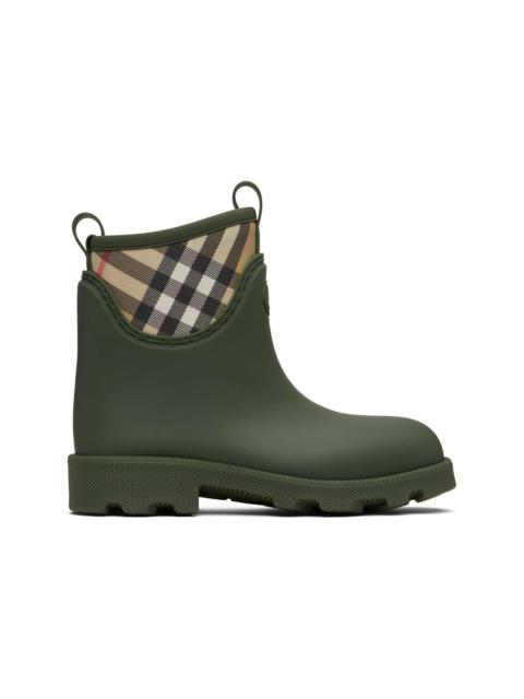 Burberry Green Rubber Marsh Stamp Low Boots