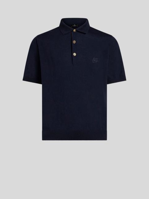 KNIT POLO SHIRT WITH EMBROIDERED PEGASO