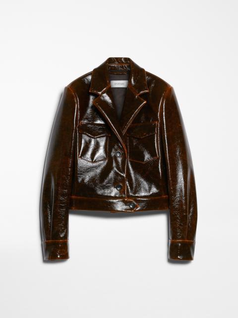 Sportmax MACRO Short patent-look wool jacket