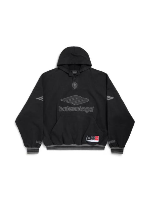 BALENCIAGA Men's 3b Football Polo Hoodie in Black/anthracite