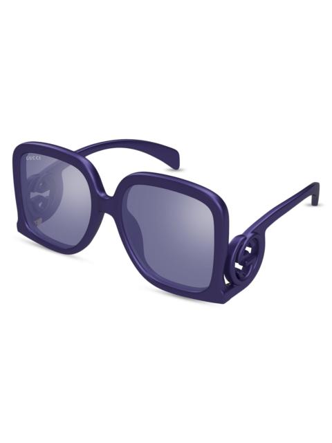 GUCCI Women's 58MM Rectangular Sunglasses - Violet Dark Grey