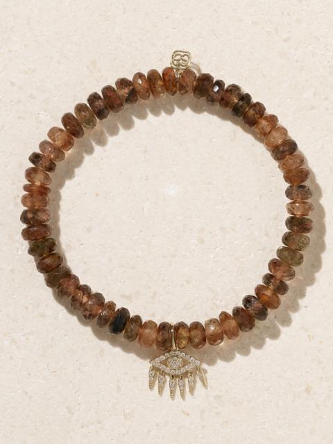 SYDNEY EVAN Evil Eye 14-karat Gold, Andalusite And Diamond Bracelet