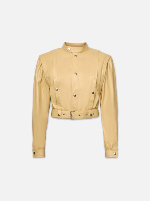 Cinched Waist Leather Jacket in Butter