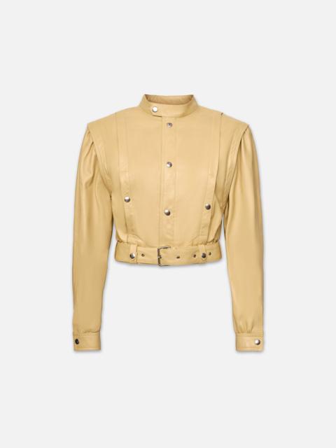 FRAME Cinched Waist Leather Jacket in Butter