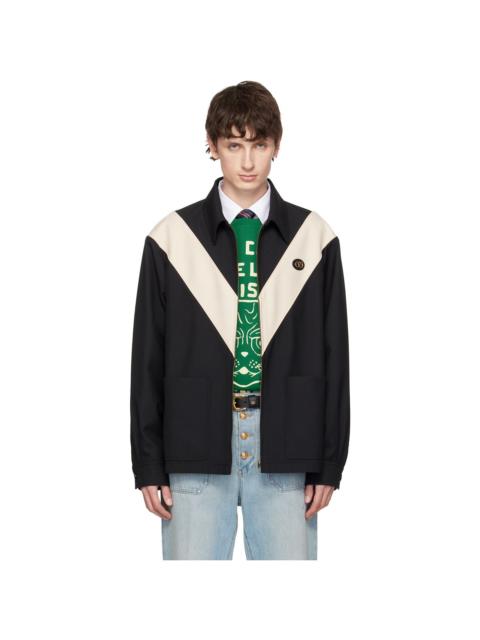 Valentino Black VLogo Signature Diagonal Wool Jacket