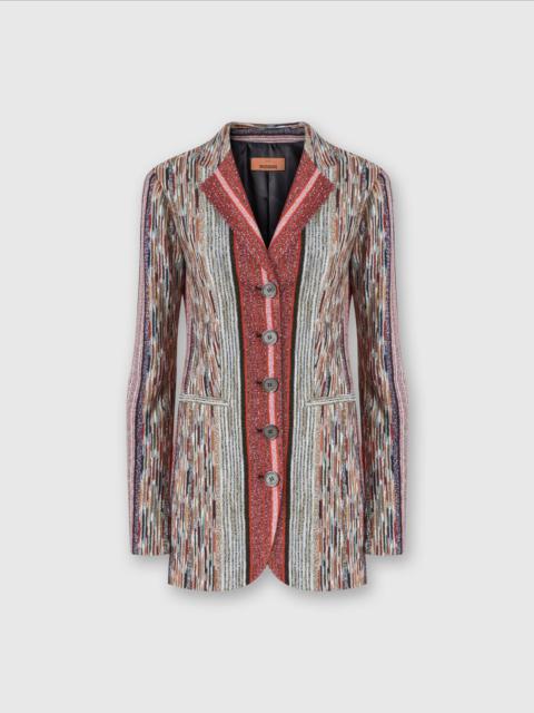 Missoni Long blazer in lamé striped viscose