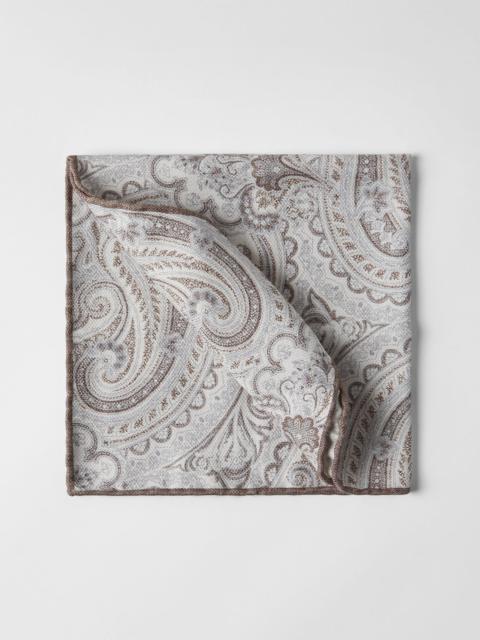 Double face silk pocket square with Paisley design
