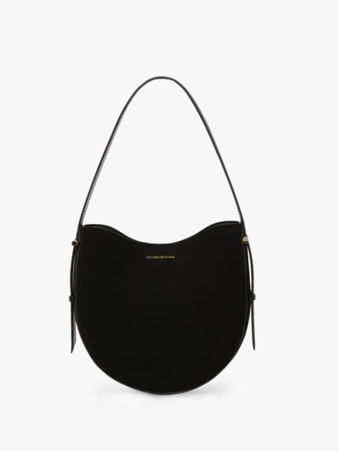 Victoria Beckham Medium Dia Hobo Bag In Black Canvas With Black Leather