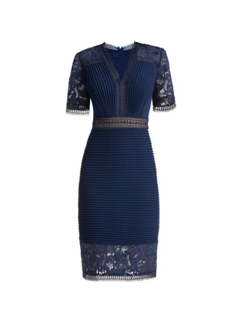 TADASHI SHOJI Brone lace-panelled pintuck midi dress