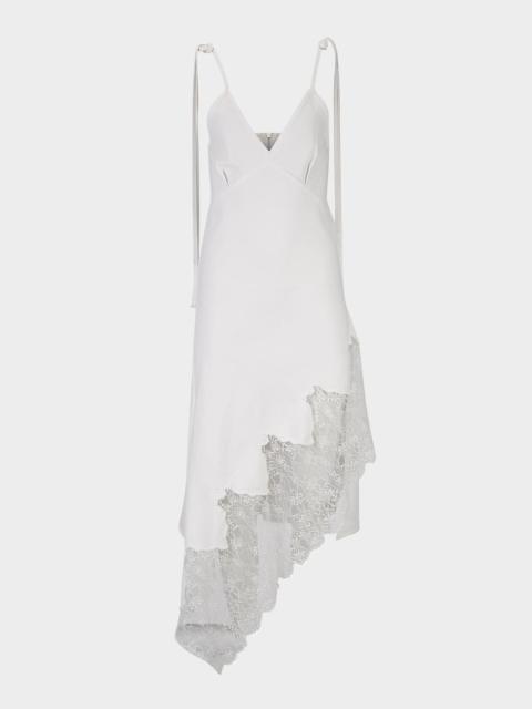 MARQUES’ALMEIDA Strappy Denim and Lace Midi Dress