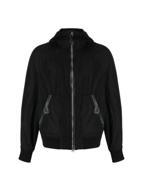leather-trim hooded jacket