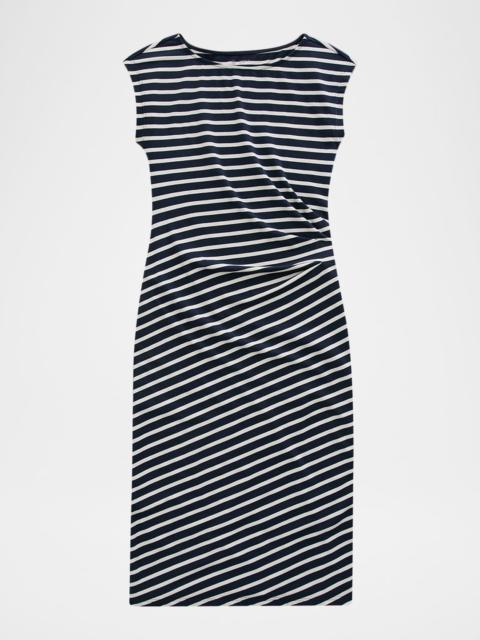 AG Jeans Aja Cap-Sleeve Striped Jersey Midi Dress