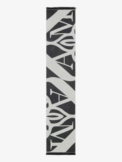 Alexander McQueen Men's Exploded Seal Logo Scarf in Ivory/black
