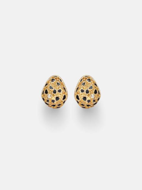 Yvonne Léon Lynx 9kt gold earrings with citrines, enamel, and diamonds