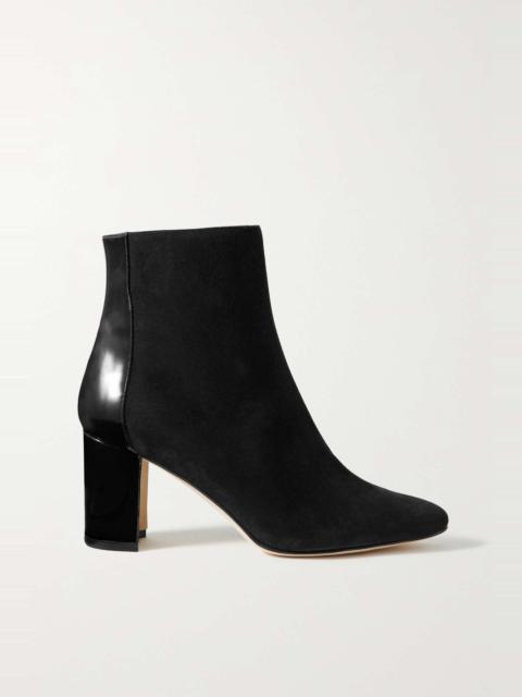 Manolo Blahnik Rosie 70 patent-leather and suede ankle boots