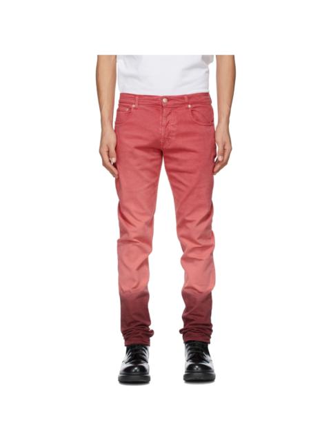 Alexander McQueen Pink & Burgundy Denim Dip Dye Washed Jeans