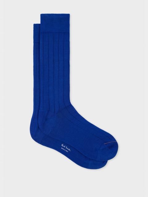 Paul Smith Blue Mercerised Cotton-Blend Ribbed Socks