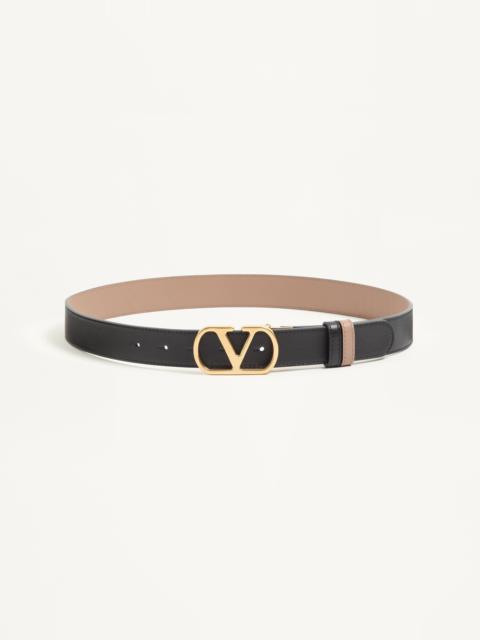 Valentino VLOGO SIGNATURE REVERSIBLE SHINY CALFSKIN BELT - 30MM / 1.2 IN.