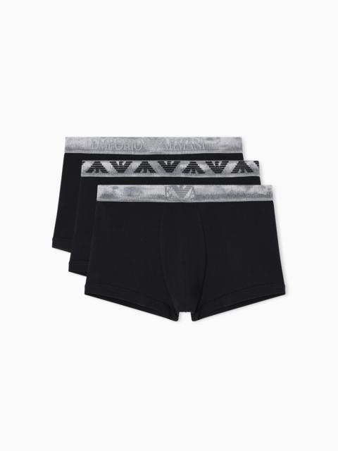 EMPORIO ARMANI THREE-PACK OF ASV SHINY LOGOBAND ORGANIC JERSEY BOXER BRIEFS