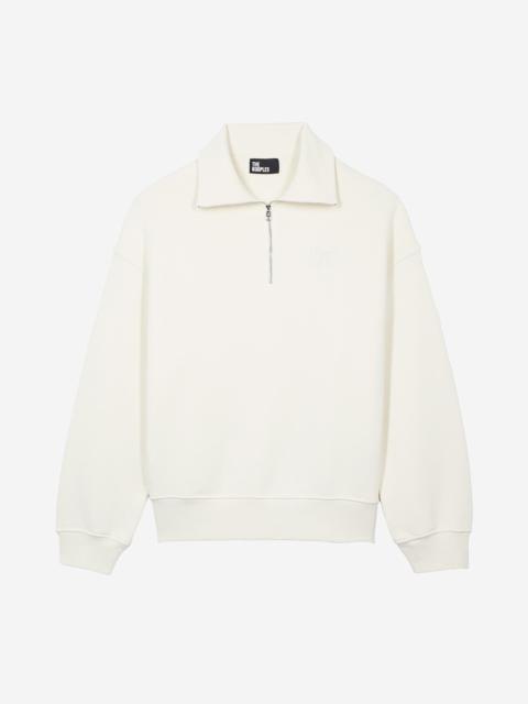 The Kooples BEIGE TRUCKER-NECK SWEATSHIRT
