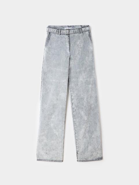 SUNNEI BELTED OVERSIZE PANTS / flocked denim / light grey