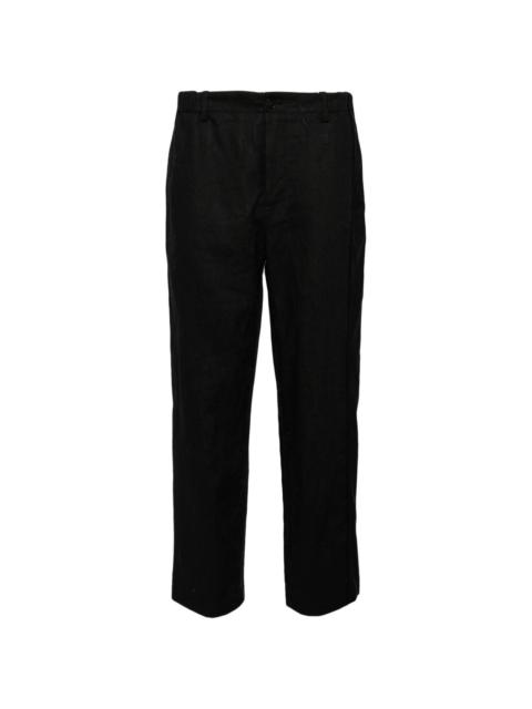 linen straight-leg trousers