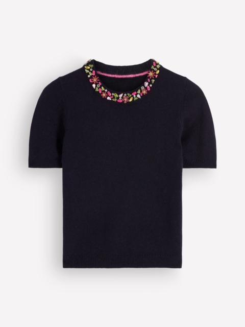 BODEN Embellished T-Shirt-Navy
