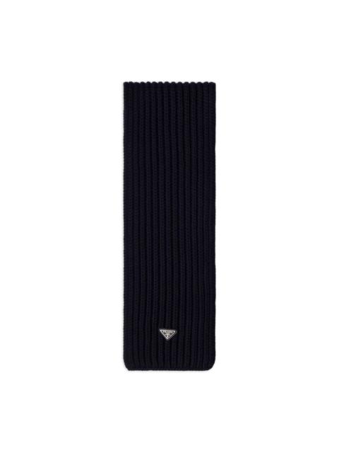 Prada triangle-logo wool scarf